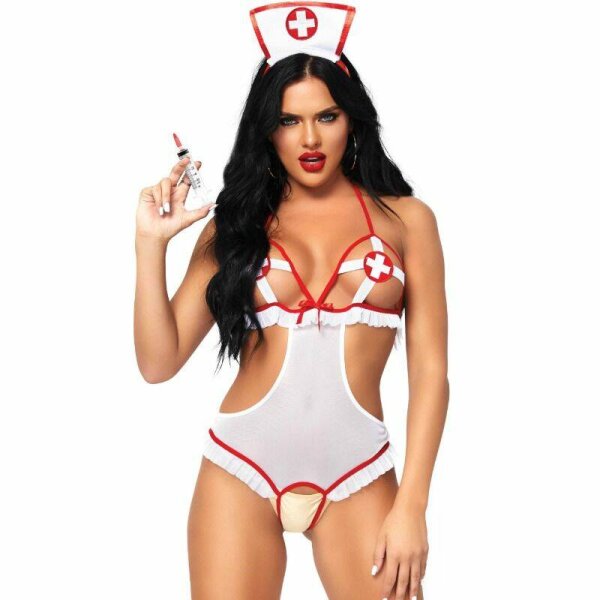 imagen LEG AVENUE - TEDDY CON ABERTURA ENFERMERA TALLA UNICA