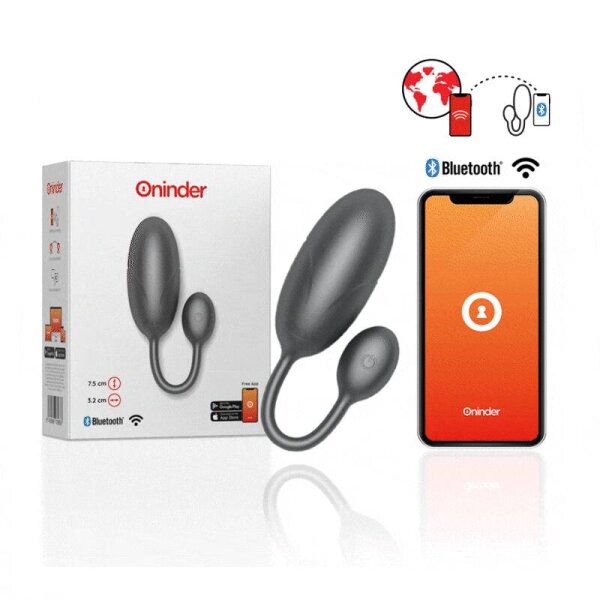 imagen ONINDER - TOKYO HUEVO VIBRADOR NEGRO 7.5 X 3.2 CM - APP GRATUITA
