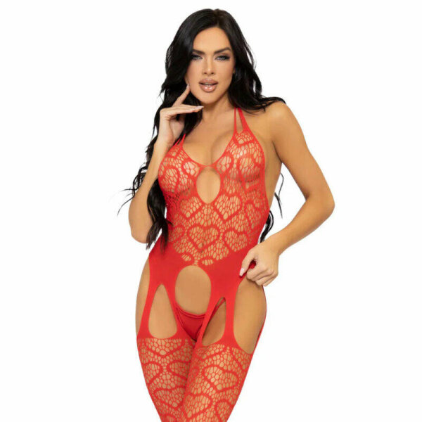 imagen LEG AVENUE - BODYSTOCKING DE RED CON TIRANTES TALLA ÚNICA - ROJO