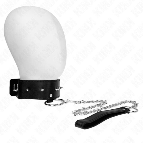 imagen KINK - COLLAR CON CORREA 65 CM CON TACHUELAS PLATEADAS MODELO 2 AJUSTABLE 36-43 CM X 5 CM