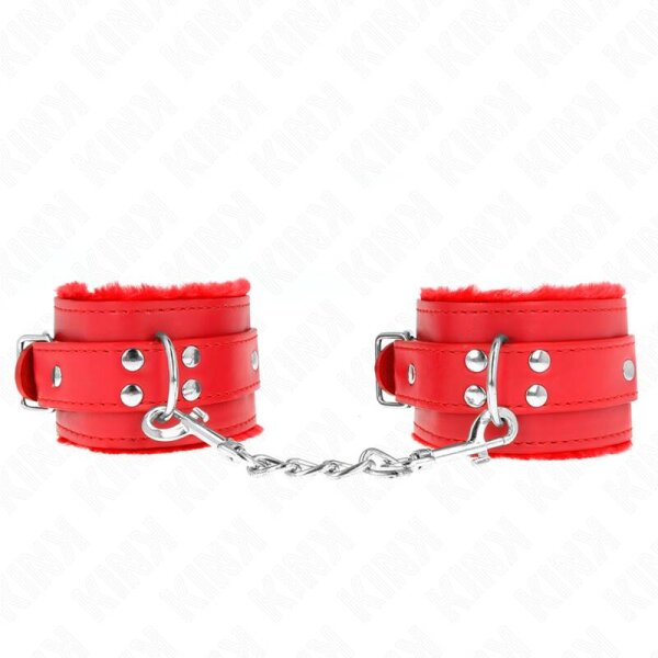 imagen KINK - MUÑEQUERAS FORRADAS ROJO CON CORREA ROJO AJUSTABLE 20-29 CM X 5.5 CM