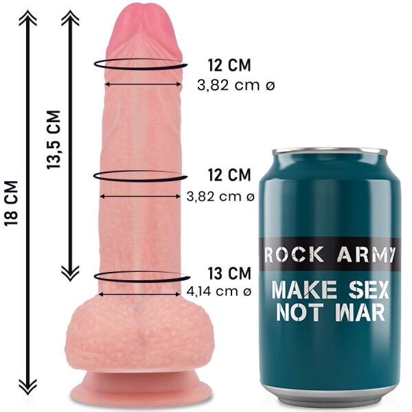 imagen ROCKARMY - MUSTANG DILDO REALISTICO LIQUID SILICONE 18 CM -O- 4.14 CM