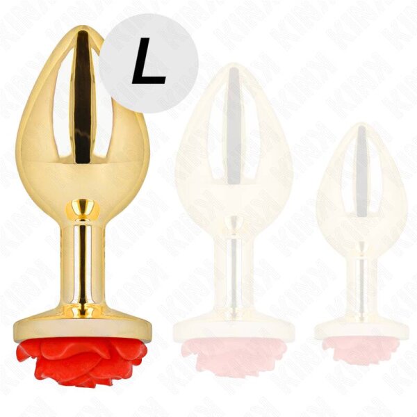 imagen KINK - PLUG ANAL DORADO ROSA ROJA TALLA L