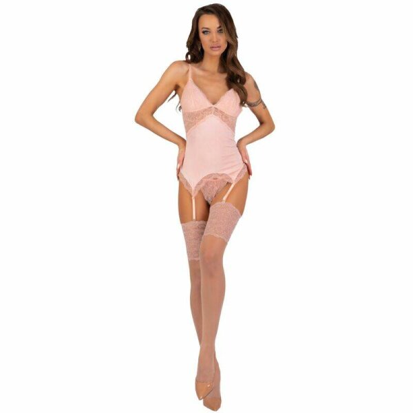 imagen LIVCO CORSETTI FASHION - PERSINNE PEACH SET CORSET + PANTY + MEDIAS S/M