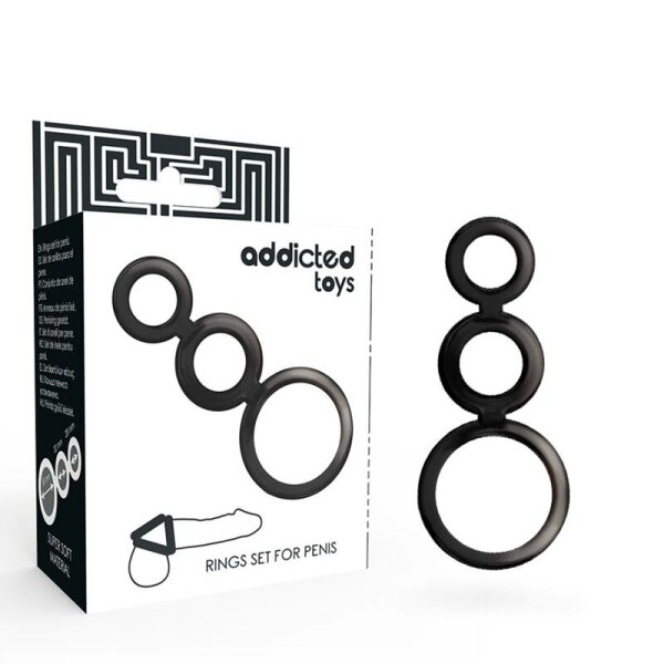 imagen ADDICTED TOYS - SET ANILLOS PENE Y TESTICULOS - AHUMADO