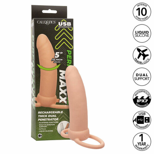 imagen CALEXOTICS - MAXX DOBLE PENETRADOR GRUESO 10 VIBRACIONES NATURAL