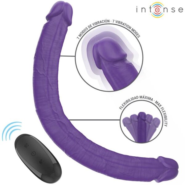 imagen INTENSE - GUNTER DILDO DOBLE VIBRADOR 40 CM MORADO CONTROL REMOTO