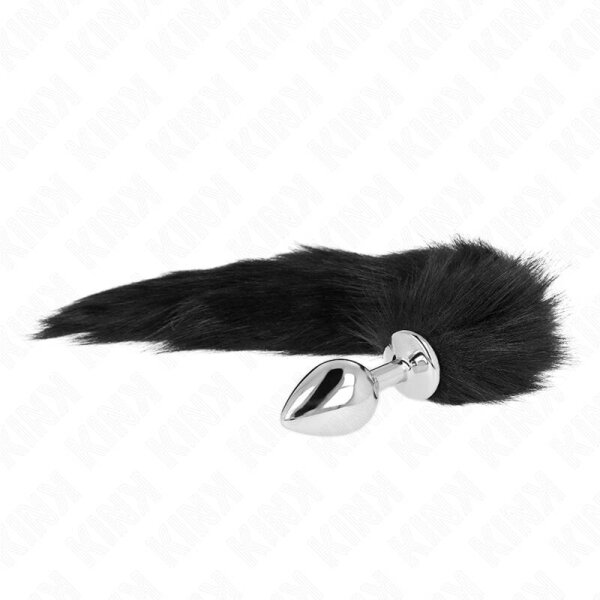 imagen KINK - PLUG ANAL TALLA M 8 X 3.5 CM CON COLA SINTÉTICA 40 CM NEGRO