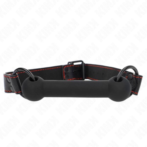 imagen KINK - MORDAZA FORMA DE HUESO CON CORREA POLIPIEL NEGRO AJUSTABLE 41-57 CM