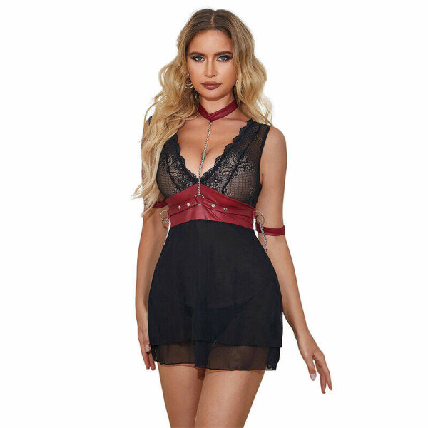 imagen SUBBLIME - 954437 VESTIDO BONDAGE DE ENCAJE NEGRO L/XL