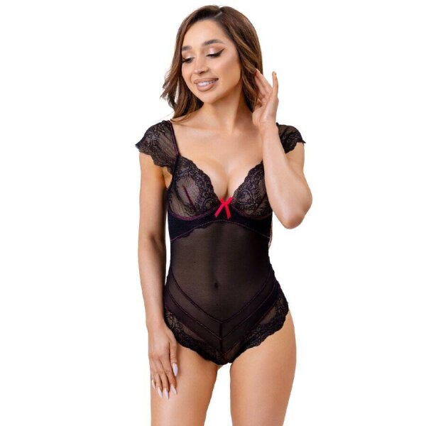 imagen LIVCO CORSETTI FASHION - EVELYN LC 20243 BODY CON ADORNOS DE ENCAJE Y TRANPARENCIAS NEGRO S/M