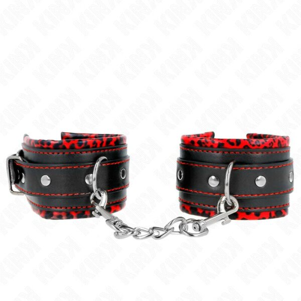 imagen KINK - MUÑEQUERAS FORRADAS ROJO / NEGRO AJUSTABLE 17-29 CM X 6 CM