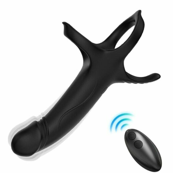 imagen ARMONY - DILDO CON ANILLO & VIBRADOR CONTROL REMOTO NEGRO