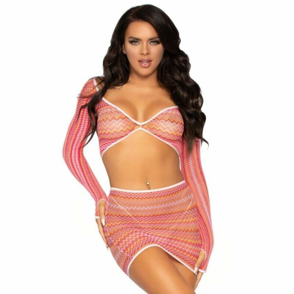 imagen LEG AVENUE - ZIG ZAG TOP Y MINI FALDA TALLA UNICA