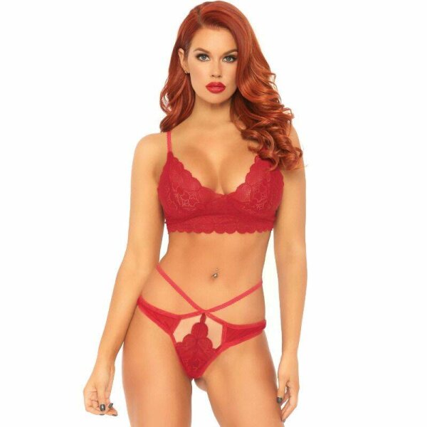 imagen LEG AVENUE - SET 2 PIEZAS CON TANGA DOBLE TIRANTA M/L ROJO