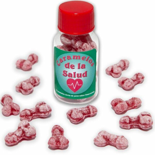 imagen DIABLO PICANTE - 12 CARAMELOS DE LA SALUD FORMA PENE FRESA/CEREZA