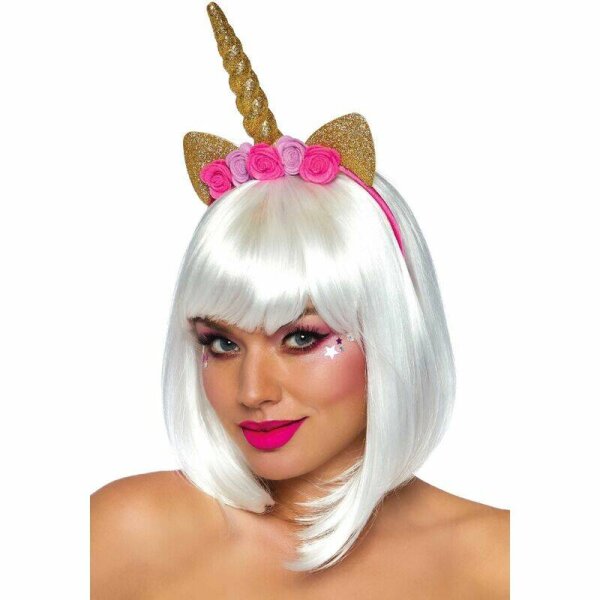imagen LEG AVENUE - DIADEMA DE UNICORNIO CON FLORES DORADO