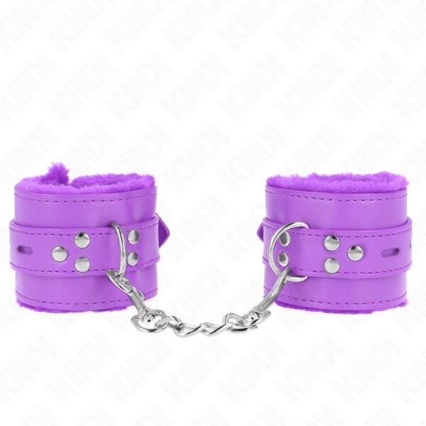 imagen KINK - MUÑEQUERAS FORRADAS CON AGUJEROS CUADRADOS VIOLETA Y CORREA VIOLETA AJUSTABLE 17-29 CM X 6 CM