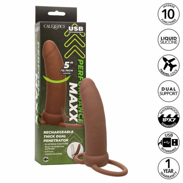 imagen CALEXOTICS - MAXX DOBLE PENETRADOR GRUESO 10 VIBRACIONES MULATO