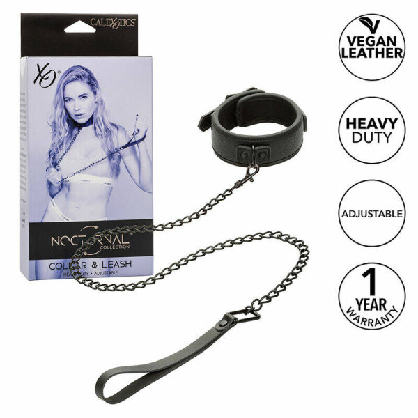 imagen CALEXOTICS - NOCTURNAL COLLAR Y CORREA CUERO AJUSTABLE NEGRO