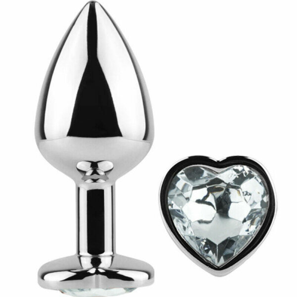 imagen SECRETPLAY - METAL BUTT PLUG CORAZÓN TRANSPARENTE TALLA S 7 CM