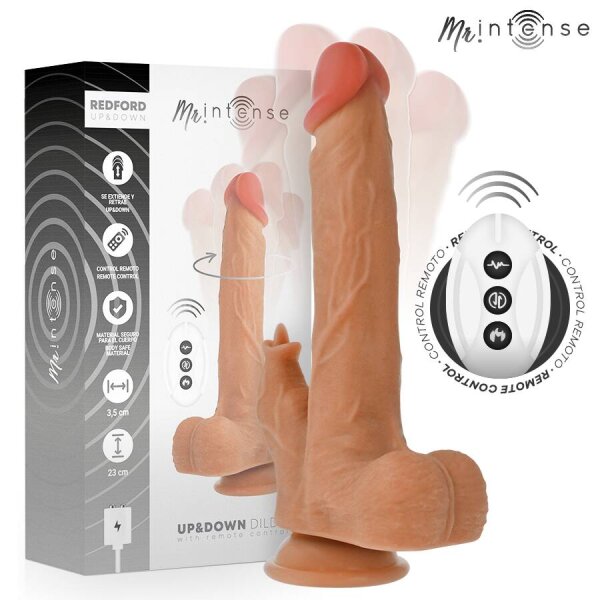 imagen MR INTENSE - REDFORD REALÍSTICO MULTIFUNCIÓN CON VIBRACIÓN, ROTACION Y UP AND DOWN CONTROL REMOTO 23 CM -O- 3.5 CM
