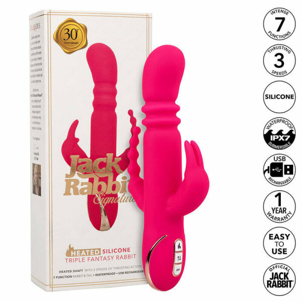 imagen CALEXOTICS - JACK FANTASY TRIPLE VIBRADOR CALENTABLE RABBIT ROSA