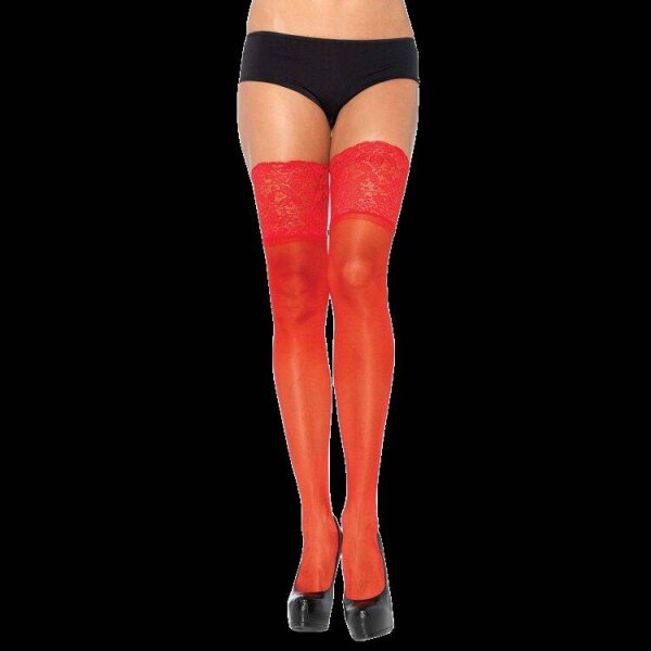 imagen LEG AVENUE - MEDIAS ROJAS AUTOADHESIVAS CON ENCAJE ANCHO ONE SIZE