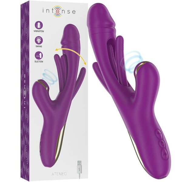 imagen INTENSE - ATENEO VIBRADOR MULTIFUNCIÓN RECARGABLE 7 VIBRACIONES CON LENGUA OSCILANTE Y SUCCIONADOR MORADO