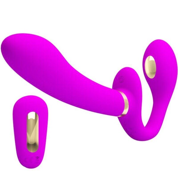 imagen PRETTY LOVE - THUNDERBIRD VIBRADOR DOBLE STRAP-ON CONTROL REMOTO MORADO