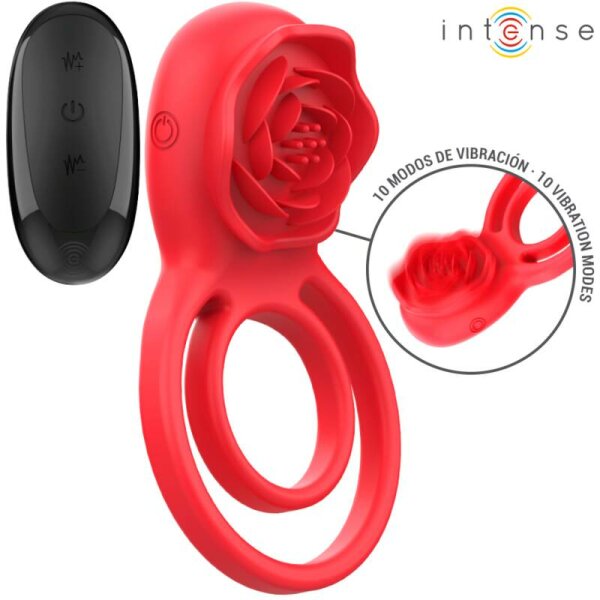 imagen INTENSE - GAIL ROSA ESTIMULADORA 10 VIBRACIONES ROJO CONTROL REMOTO