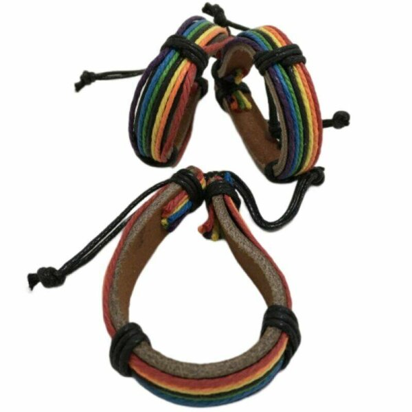 imagen PRIDE - PULSERA DE CUERO MARRON BANDERA LGBT