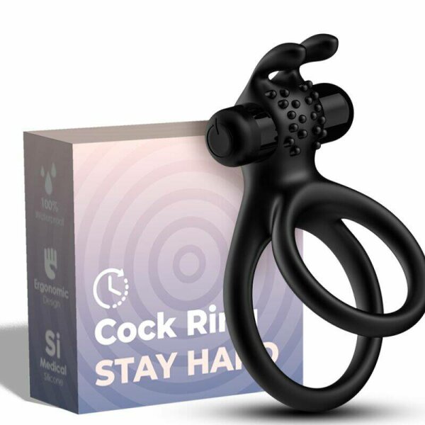 imagen ARMONY - TRAVELER ANILLO DOBLE VIBRADOR PAREJA RABBIT NEGRO