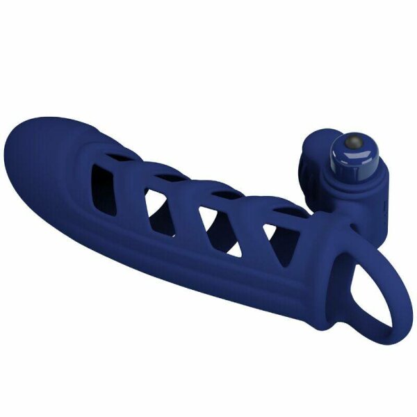 imagen PRETTY LOVE - ALTAF ANILLO VIBRADOR CON FUNDA DE SILICONA AZUL