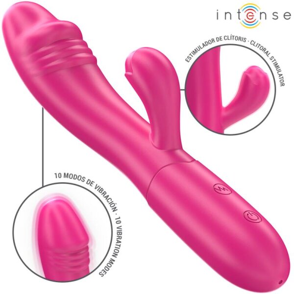 imagen INTENSE - IVY VIBRADOR FLEXIBLE 10 VIBRACIONES CON LENGUA ESTIMULADORA ROSA