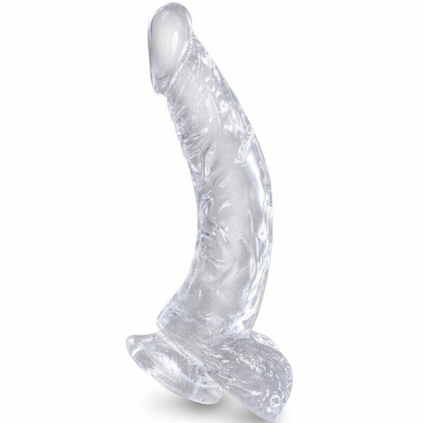 imagen KING COCK - CLEAR PENE REALISTICO CURVADO CON TESTICULOS 16.5 CM TRANSPARENTE