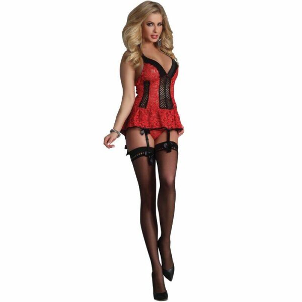 imagen LIVCO CORSETTI FASHION - RED ROSE LC 90130 CORSET + PANTY ROJO L/XL