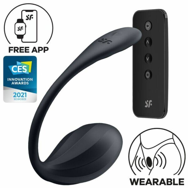 imagen SATISFYER - RIBBED PETAL ESTIMULADOR PUNTO G CONTROL REMOTO NEGRO APP GRATUITA