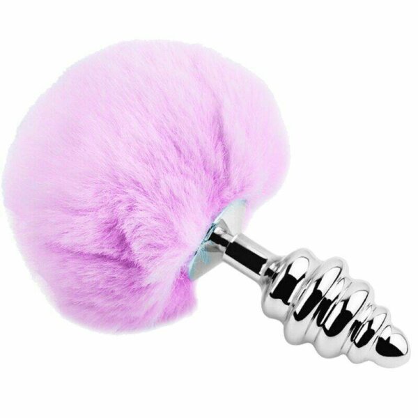 imagen ALIVE - ANAL PLEASURE PLUG ESPIRAL METAL POMPON VIOLETA TALLA S