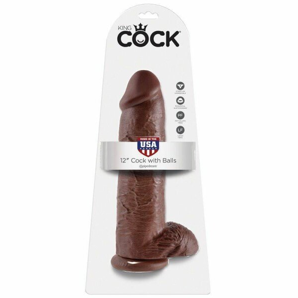 imagen KING COCK - 12 PENE REALISTICO MARRON 30.48 CM