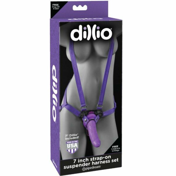 imagen DILLIO - ARNES STRAP ON CON TIRANTES Y DILDO 17.8 CM