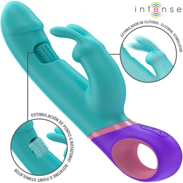 imagen INTENSE - MÓNICA VIBRADOR RABBIT CON ESTIMULADOR ROTATORIO DEL PUNTO G AZUL