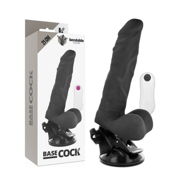imagen BASECOCK - VIBRADOR REALISTICO ARTICULABLE CONTROL REMOTO NEGRO 21 CM -O- 5 CM