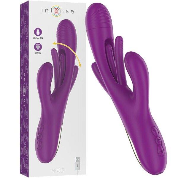 imagen INTENSE - APOLO VIBRADOR MULTIFUNCIÓN RECARGABLE 7 VIBRACIONES CON LENGUA OSCILANTE MORADO