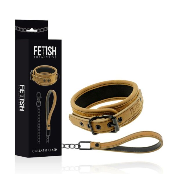 imagen FETISH SUBMISSIVE ORIGEN - COLLAR CON CADENA CON FORRO DE NEOPRENO