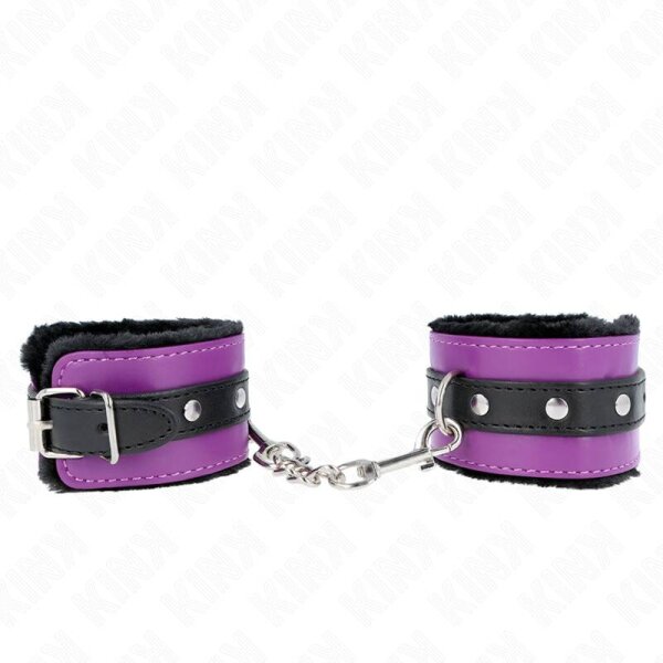 imagen KINK - MUÑEQUERAS FORRADAS PREMIUM NEGRO CON CORREA VIOLETA / NEGRO AJUSTABLE 17-29 CM X 6 CM