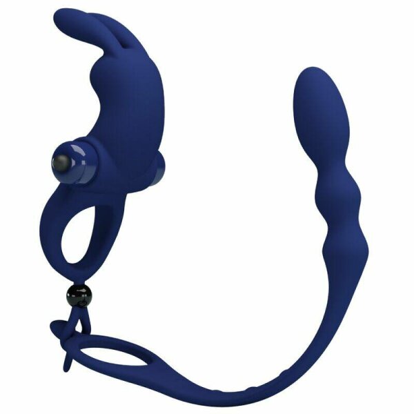 imagen PRETTY LOVE - AYAD ANILLO VIBRADOR RABBIT CON PLUG AZUL