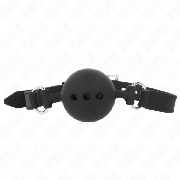 imagen KINK - MORDAZA 55 x 2 CM DE BOLA 4.5 CM DE SILICONA COMPLETA TALLA M NEGRO AJUSTABLE 35-51 CM