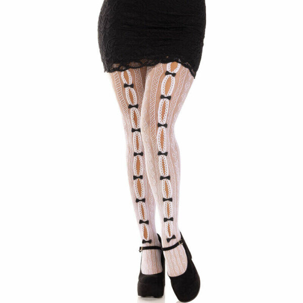 imagen LEG AVENUE - MEDIAS CON ABERTURAS CORAZON & LAZOS BLANCO