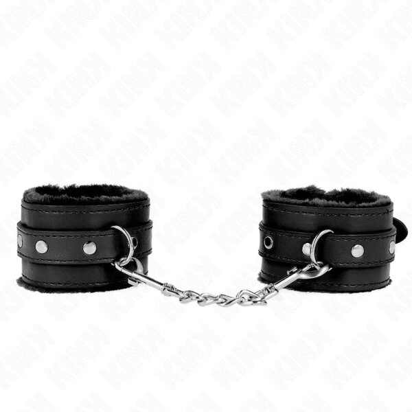 imagen KINK - MUÑEQUERAS FORRADAS PREMIUM NEGRO CON CORREA NEGRO AJUSTABLE 17-29 CM X 6 CM